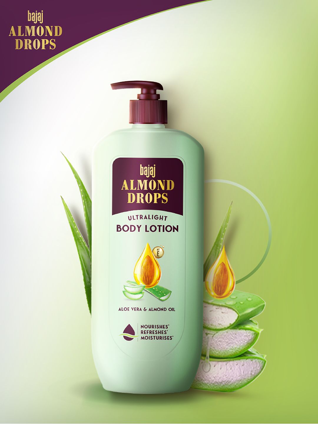 Almond Drops Ultralight Body Lotion with Aloe Vera - 400 ml