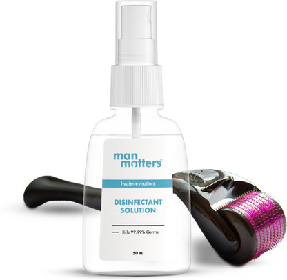 Man Matters Derma Roller with Disinfectant for Hair Growth | 540 Micro 0.5mm Titanium Needle (2 Items in the set)