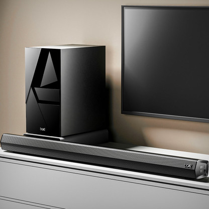 boAt Bar Thump with Wired Subwoofer, RMS 200 W Bluetooth Soundbar (Carbon Black, 2.1 Channel)
