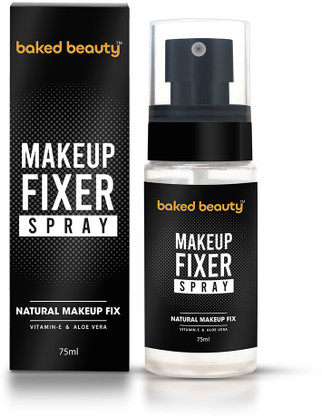 BAKED BEAUTY Non-sticky Makeup fixer quick setting spray infused with Aloe Vera & Vitamin-E Primer - 75 ml (Transparent)