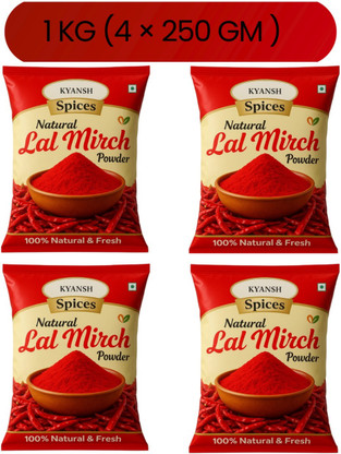 Kyansh 250gmx4(1kg) Premium Red Chilli Powder (4 x 250 g)