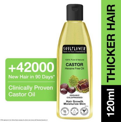 Soulflower Coldpressed Castor Oil For Thick Hair | Eyebrows
