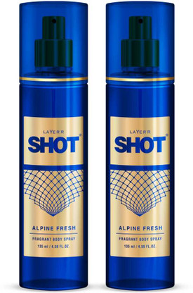 LAYER'R Shot Alpine Fresh Long Lasting Fragrance Body Spray (135 ml each) Body Spray - For Men (270 ml, Pack of 2)