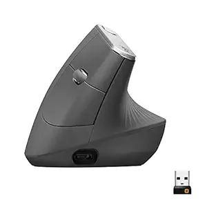 Logitech MX Vertical Wireless Mouse with Free Adobe Subscription, Ergonomic Design Reduces Muscle Strain, Move Content Between 3 Windows and Apple Computers, Rechargeable, Graphite