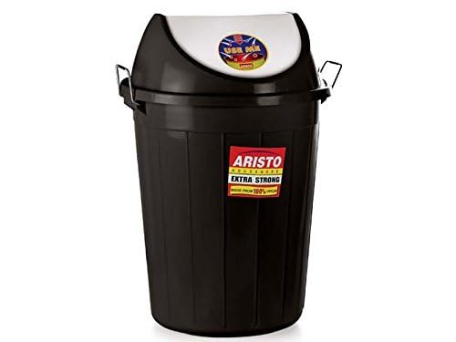 ARISTO Swing Lid Garbage Waste Dustbin with Metal Side Handle 25 LTR Black COLOR