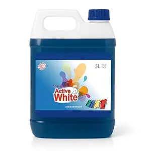 Active White Liquid Detergent - 5L Mega Jar | Powerful Stain Removal | French Fragrance | Front & Top Load Machine Wash Expert | Gentle on Clothes | Value Family Refill Pack