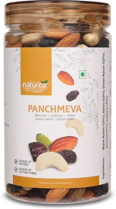 Naturoz Panchmeva - Dry Fruit Mix - Almond,Cashew,Dates,Black Raisin,Green Raisin (400 g)