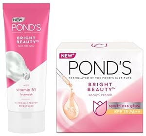 Pond'S Bright Beauty Spot-Less Fairness & Germ Removal Facewash 200 G & POND'S Bright Beauty Day Cream 35 g, Non-Oily, Mattifying Daily Face Moisturizer, SPF 15 - Spot-Less Fairness