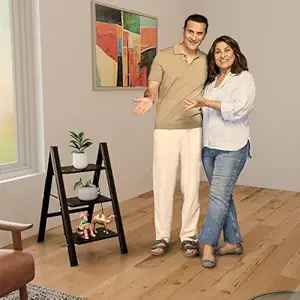 Lifelong 3 Steps Steel Ladder for Home, Foldable & Portable Stairs