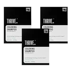 ThriveCo Coloring Shampoo with Hyaplex | Natural Black | Easy Application | Rich, Shiny Color | At-Home Hair Coloring Solution | 80 gm (Pack of 3)