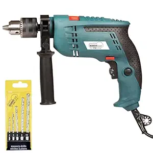 Wonder Cut WC-ED13-B Impact Drill Machine Reversible Hammer Driver Variable Speed Screwdriver With Free 5Pc Masonry Bit Combo (13Mm 780W Blue,Black)
