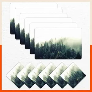 Bathla Table Mats - Set of 6-45cm x 30cm PVC Table Placemats & Coasters for Home Dining Table | Multipurpose, Heat-Resistant, Waterproof & Washable | Matworks (Evergreen)