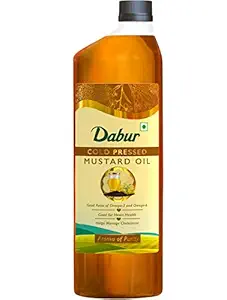 Dabur Cold Pressed Mustard Oil 1L | Healthy Cooking Oil | Goodness of Omega 3 & 6