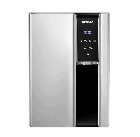 Havells Gracia Alkaline Water Purifier | RO+UV+Alkaline | Free Unlimited Service Visits for 1 Yr | Hot, Warm & Ambient Water | 10 Stage Purifier | 7.6 L SS Tank | For Borewell, Tanker, Municipal Water