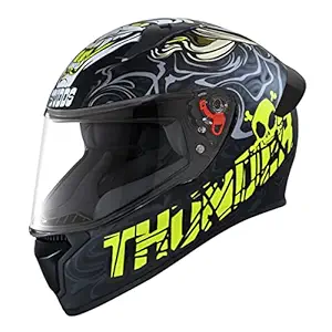 Studds Thunder Full Face Helmet D9 with Clear Visor (Matt Black N5, XL)