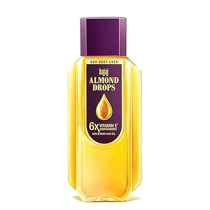Bajaj Almond Drops Hair Oil, 475ml, 6X Vitamin E, Almond Oil, Light and Non-Sticky, Hair Fall Control