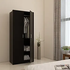 Spacewood Value Wardrobe | 3 Year Warranty | Almirah, Cupboard, Almari, 2 Door Wardrobe, 1 Drawer (1 Lock Drawer) and 1 Hanging Space|Engineered Wood| Natural Wenge