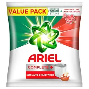 Ariel Complete Detergent Powder - 4kg | Removes 100 Tough Stains in 1 wash | Fragrance that lasts for 2 weeks | For Semi Auto Washing Machine & Bucket Wash