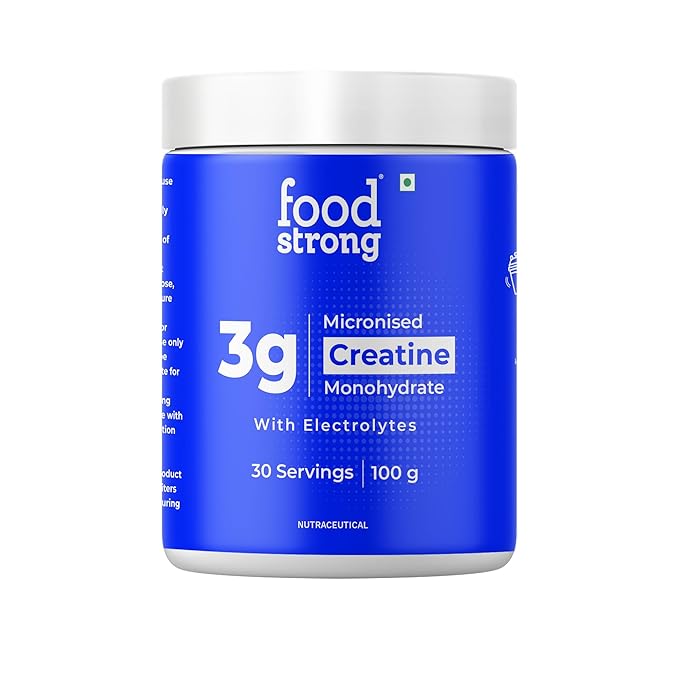 Foodstrong Micronised Creatine Monohydrate Powder With Electrolytes, 3.3g Per Serving, Unflavoured - Supports Muscle Growth & Athletic Performance