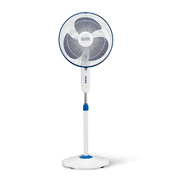 Polycab Aery 400mm Oscillating Pedestal Fan For Home, Office | Aerodynamic Blades with cutting edge design | 100% Copper Winding Motor | 2 Years WarrantySky Blue