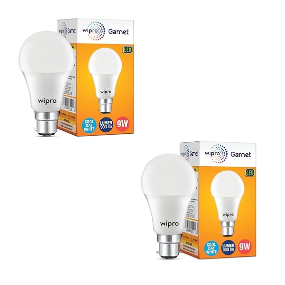 Wipro Garnet 9W LED Bulb for Home & Office |Cool Day White (6500K)