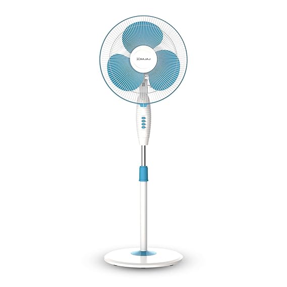 Bajaj Frore Neo 400 MM Oscillating Pedestal Fan For Home | Aerodynamically Balanced Blades | 100% Copper Motor | High Air Delivery | 3-Speed Control | Rust Free | 2 Yrs Warranty 【Blue】