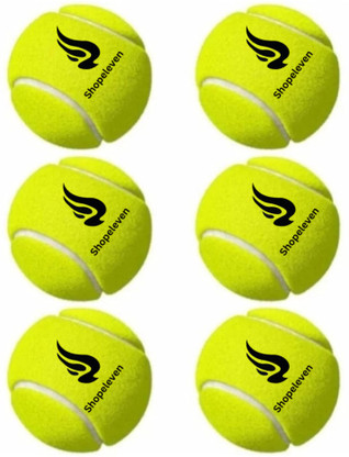 Shopeleven Rubber Cricket Tennis Ball Light Weight Tennis Practice Ball Cricket Tennis Ball (Standard, Pack of 6, Green)