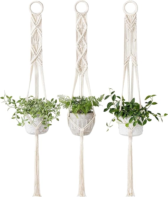 Outdoor Plant Holder for Flower Pot Holder with Wall planters Indoor Home Decor, Ivory, 40 Inch Long. Pack of 03