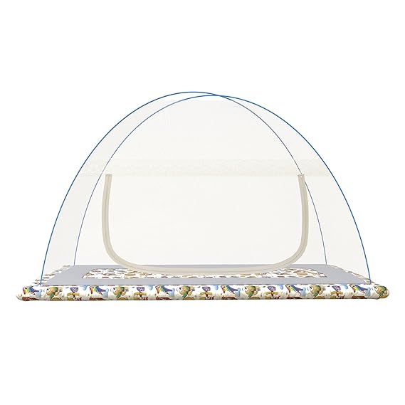 Fegore Foldable Baby Mosquito Net Strong and Durable Single Bed 30 GSM Use Polyester Material Fabric Premium Machardani for 0 to 24 Month Babies (White Color 4 Ft x 2.5 Ft Size)