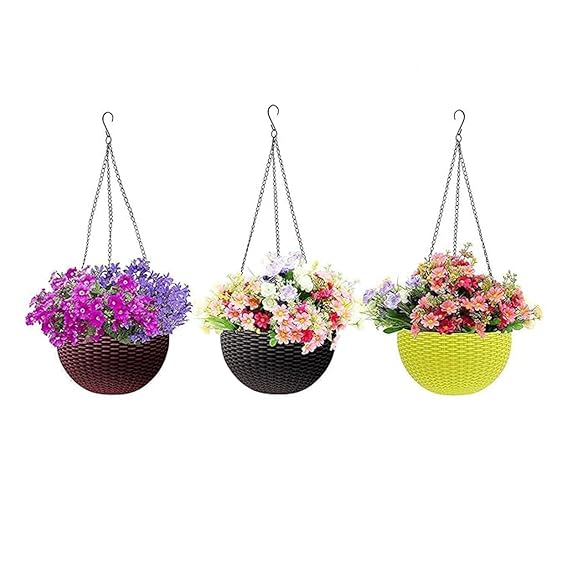 Euro Hanging Planters - 3 Pcs (7 Inch, Multicolor)