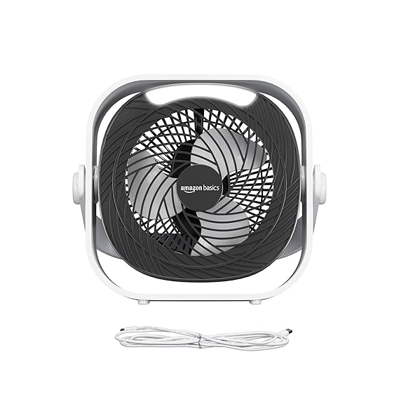 Amazon Basics Mini Rechargeable Portable Fan with LED Lighting | USB Charging