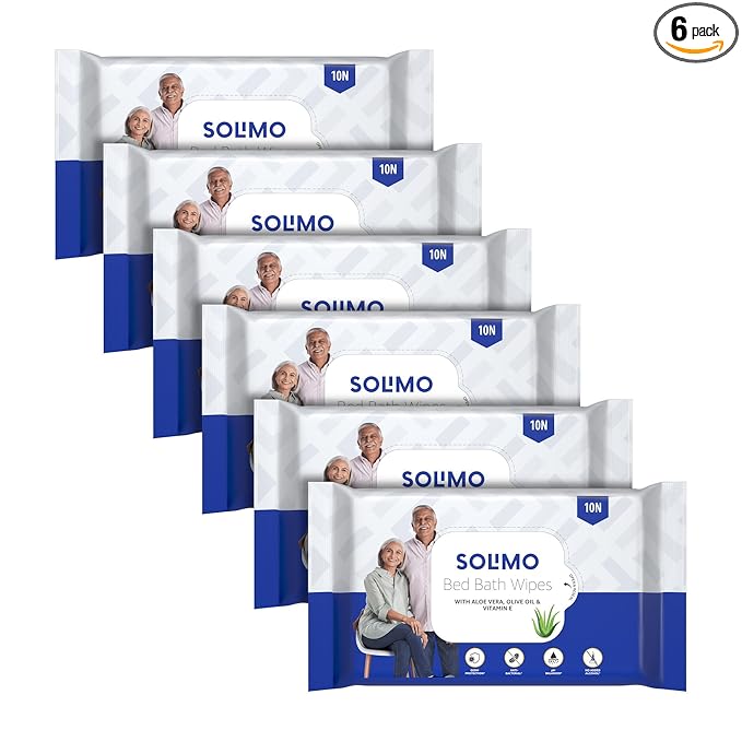 Amazon Brand Solimo Adult Bed Bath Wipes Germ Protection
