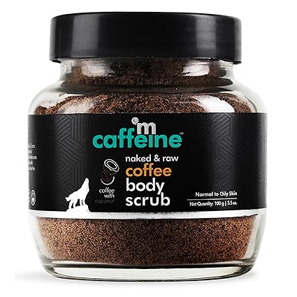 mCaffeine Exfoliating Coffee Body Scrub Powder Jar for Tan Removal & Soft-Smooth Skin