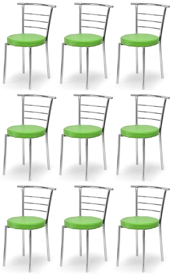 Goyal Steel & Furniture Strong and Durable Comfortable Dining Chair for Home Hotel Used for Indoor and Outdoor (9, Green, Standard)
