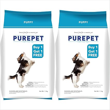 Purepet Chicken & Vegetable Puppy Dry Dog Food, 1.1kg (Buy 1 Get 1 Free)