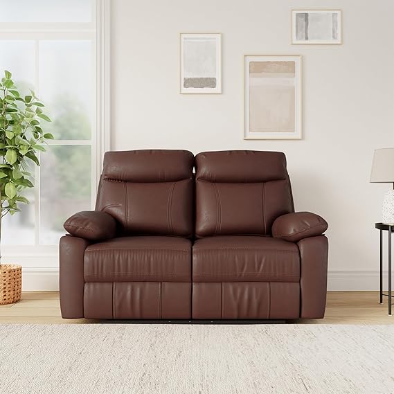 Amazon Brand - Solimo Ranttila 2 Seater Leatherette Recliner (Dark Brown)