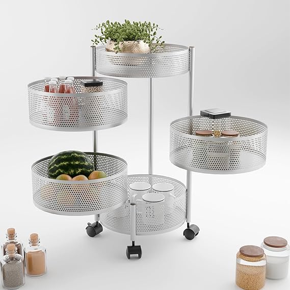 Heart Home 4+1 Layer Kitchen Storage Rack | Metal Kitchen Trolley