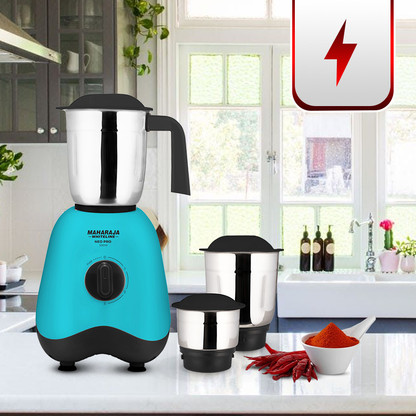 MAHARAJA WHITELINE MX-261 500 W Mixer Grinder (Neo Pro | 3 Jars | TURQOISE BLUE AND BLACK) - Best Mixer Grinder