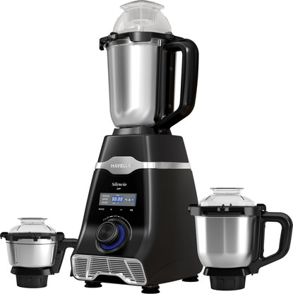 HAVELLS Black 500 W Mixer Grinder (Silencio | 3 Jars | Black, Silver)