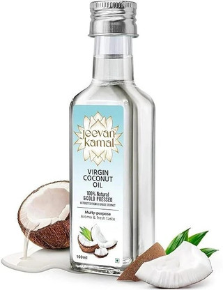 Jeevan Kamal Virgin Coconut Oil | Natural, Cold Pressed Coconut Oil | For Hair & Skin | Hair Oil (100 ml)