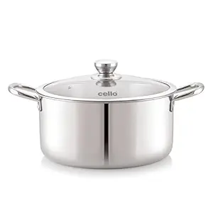 Cello Tri-Ply 20 cm Stainless Steel Cookware Casserole, 3 LTR
