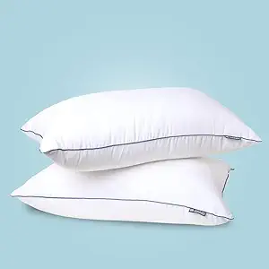 The Sleep Company Plush Pillow | Super Soft | 100% Virgin Microfiber Filling | Hypoallergenic | White, Pack of 2