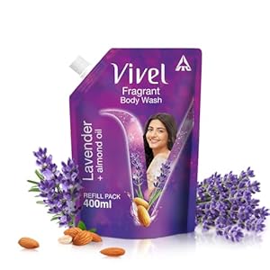 Vivel Fragrant Body Wash, Lavender & Almond Oil Shower Gel, Refill Pouch