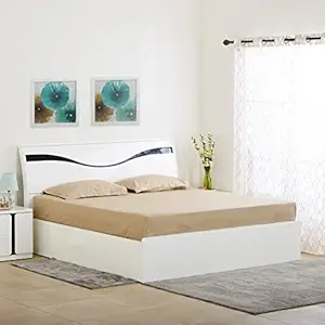 Home Centre Polaris Unicorn White Engineered Wood Queen Bed with Hydraulic Storage - 163x217cm