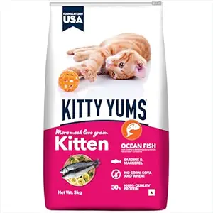 Kitty Yums Kitten(1-12 Months) Dry Cat Food, Ocean Fish, 3kg