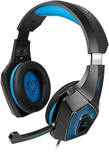 Vertux Denali Wired Over-Ear Headphones | 3.5mm USB Gaming Headset | Noise Isolating Headphones | Adjustable Headband for Comfort | PC, Xbox, One, PS4 & Smartphones-Blue