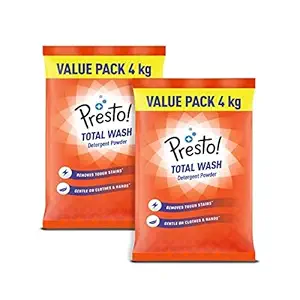 Amazon Brand Presto! Total Wash Detergent Powder | 8kg 2-Pack