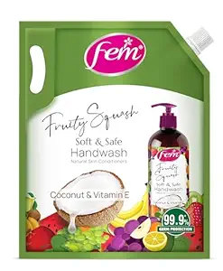 DABUR Fem Fruity Squash Soft & Safe Handwash - 1500Ml|Enriched With Goodness Of Coconut Milk & Vitamin E|Long Lasting Fragrance