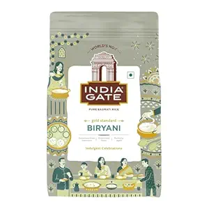 India Gate Biryani Pure Basmati Rice 1Kg | Perfectly Aged | Extra Long Grain | Best for Dum Cooking