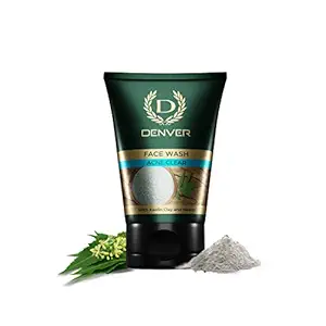 DENVER Acne Clear Face Wash - 100GM | Remove Acne & Lighten Dark Spots Face Gel for Men | Suitable for Oily Skin | All Skin Type